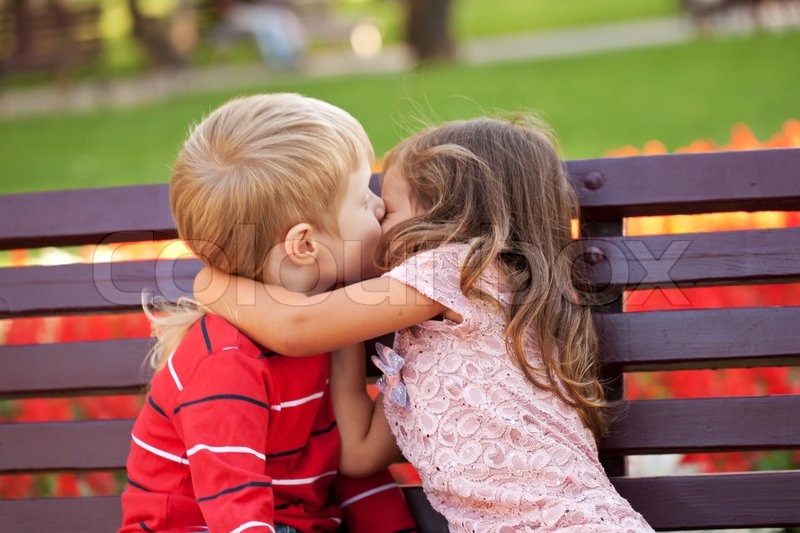 Cute Children Love Kiss