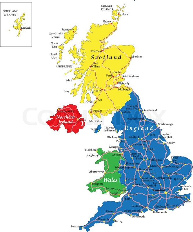 Highly Detailed Vector Map Of United Stock Vector Colourbox