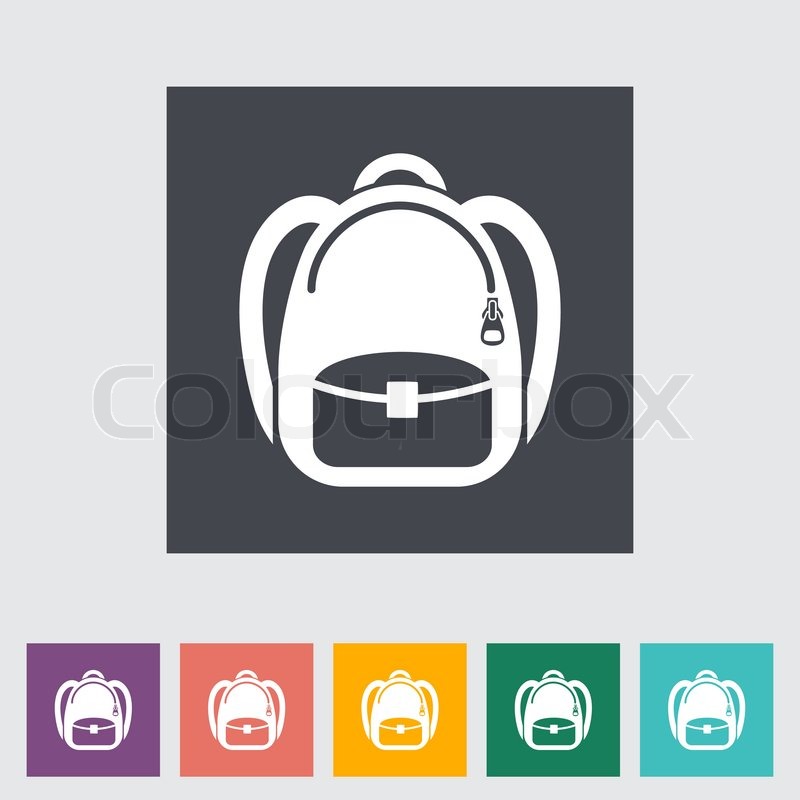 Schoolbag. Single flat icon. Vector ... | Stock vector | Colourbox