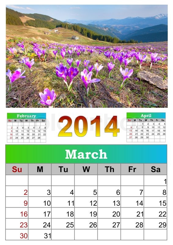 2014 Kalender März | Stock Bild | Colourbox