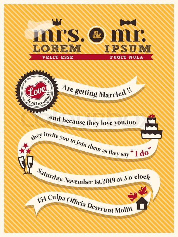 Bryllup invitation kort skabelon Stock vektor Colourbox