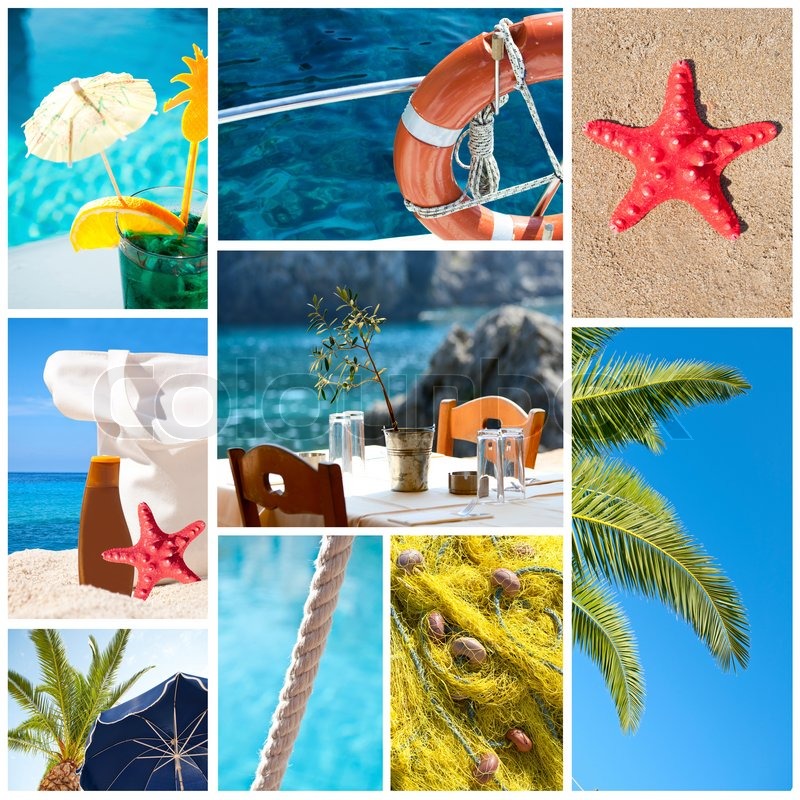 Collage Sommer Strand Bilder Urlaub Stock Bild Colourbox