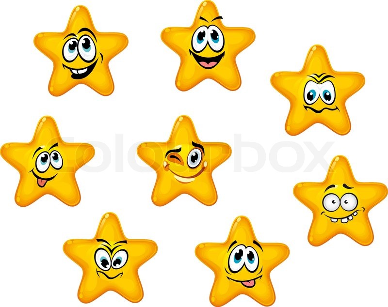 Gelbe Sterne mit emotionalen Gesichter | Stock-Vektor | Colourbox