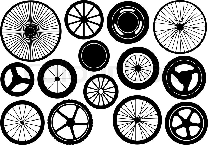 Set of different wheels isolated on Stock vector Colourbox