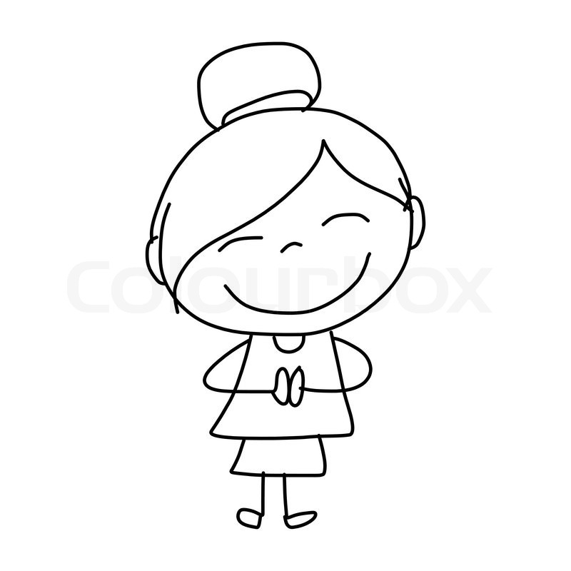 hand drawing cartoon concept happiness, happy kid girl paying re Stock  Vector | Adobe Stock