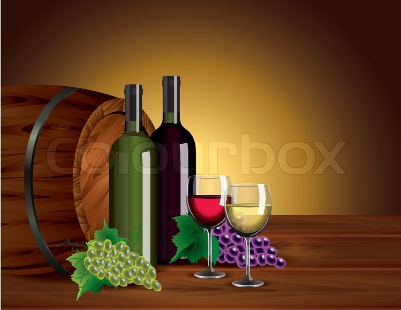 Wine background with two bottles, Stock vector Colourbox