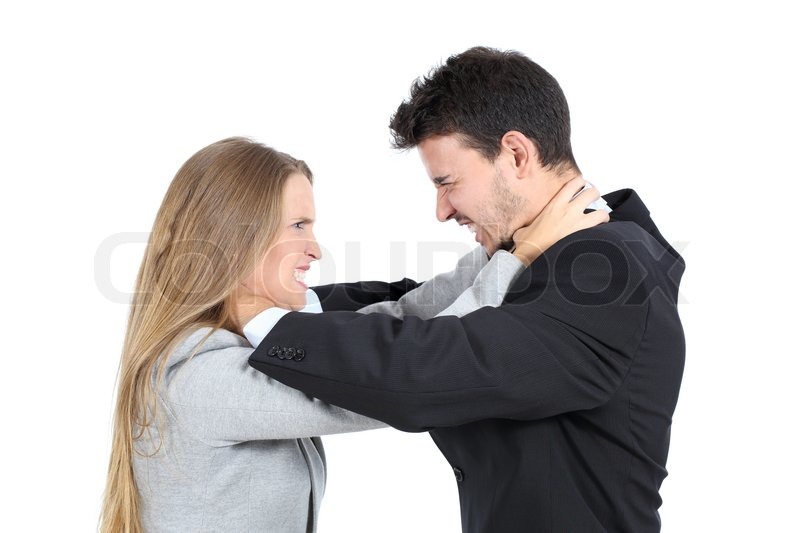 two people fighting each other