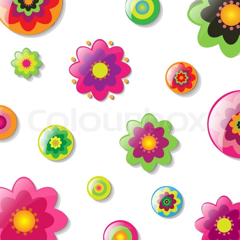 Background With Cartoon Flowers, | Stock Vector | Colourbox