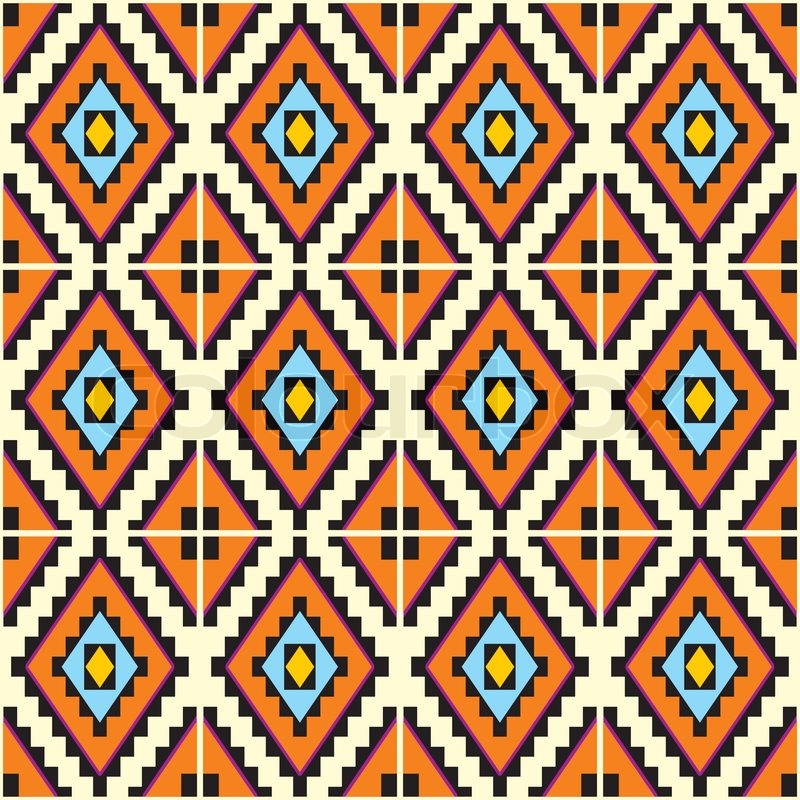 Vector seamless background with Mexican geometric patterns | Stock