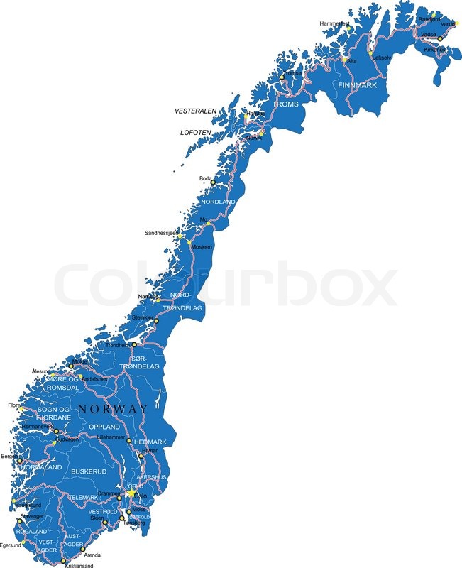 Vector map Norway Admin