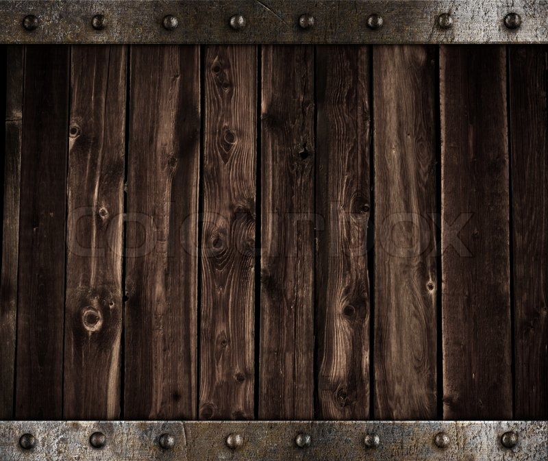 Metallic Border Frame With Wood Texture Wooden Background With Metal Border And Stock Image