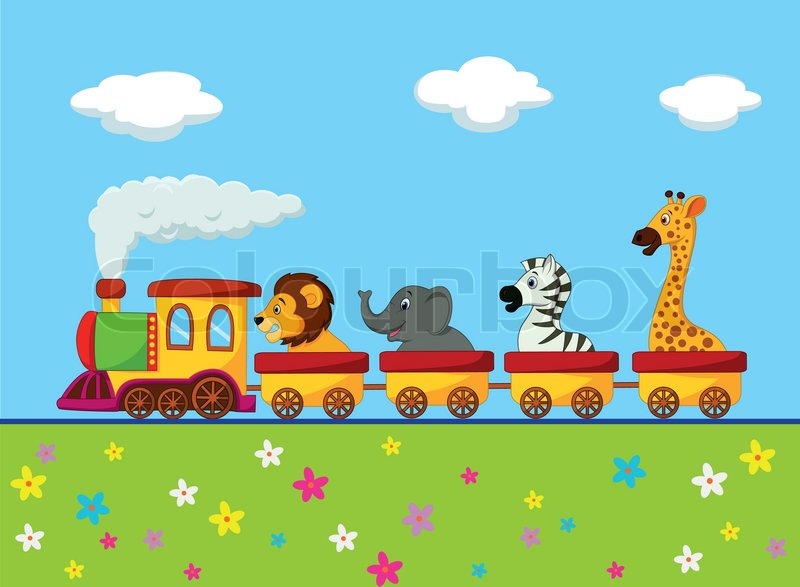 vector illustration of cartoon animal train stock vector colourbox