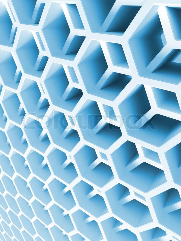 Abstract blue double honeycomb | Stock image | Colourbox