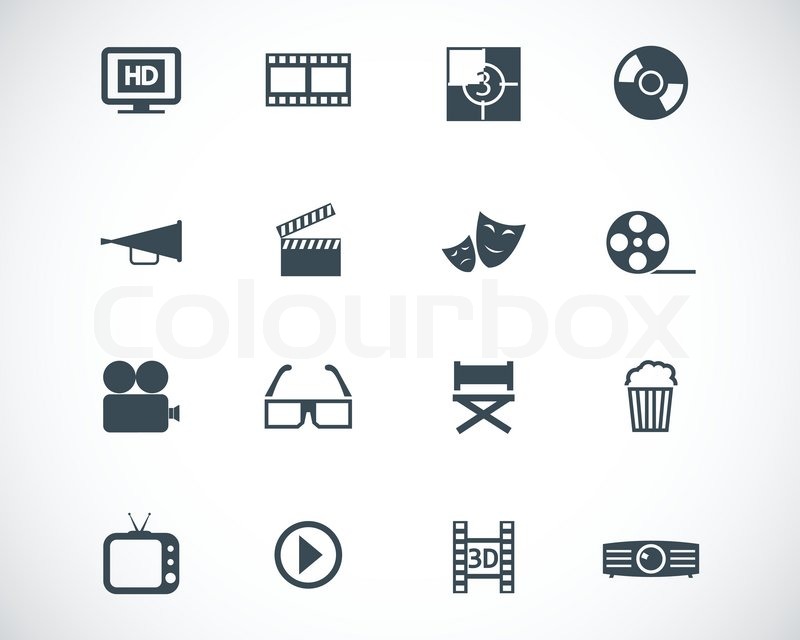 Vektor schwarz-Kino-Icon-set | Stock-Vektor | Colourbox