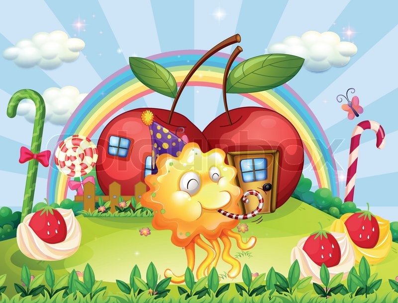 Illustration of the apple houses at Stock vector Colourbox