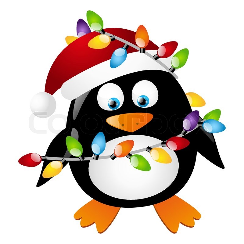 Penguin With Christmas Light Bulbs Stock Vector Colourbox