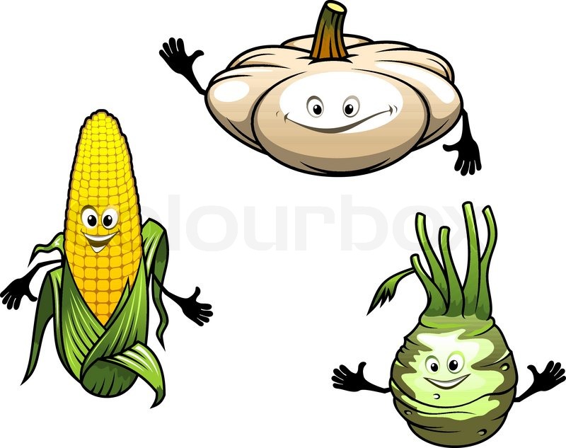 Pumpkin Corn And Turnip Cartoon Stock Vector Colourbox