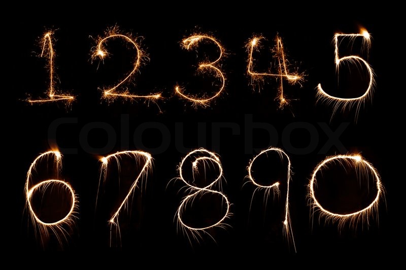 Sparkler firework light Number alphabet Stock foto Colourbox