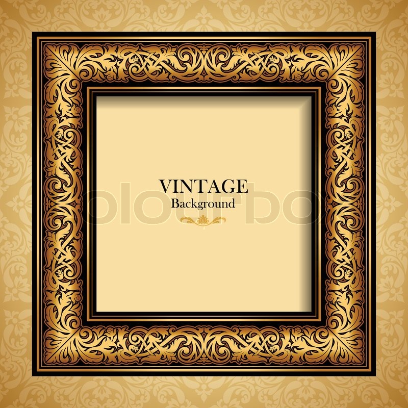 Vintage gold frame, antique Stock vector Colourbox