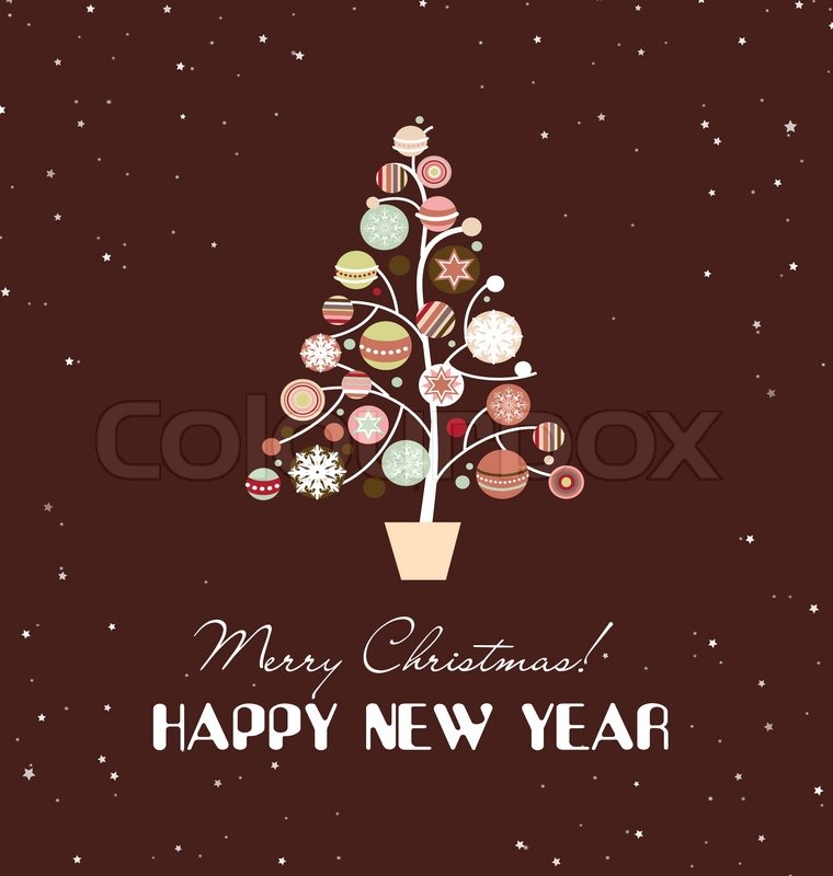 Merry christmas card with christmas | Stock vector | Colourbox