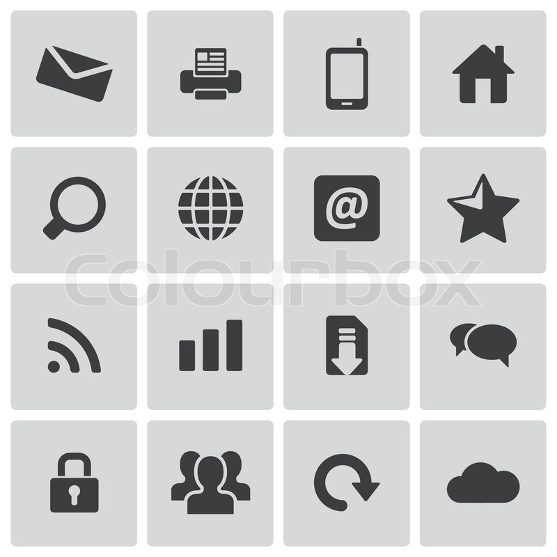 Vector black internet icons set white ... | Stock vector | Colourbox