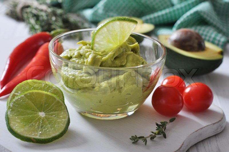 Sauce guacamole Stock image Colourbox
