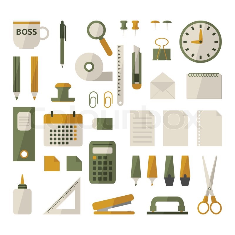 Office Stationery Set Stock Vector Colourbox