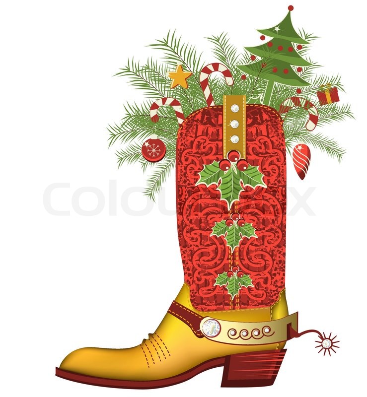 Christmas cowboy boot with christmas Stock vector Colourbox
