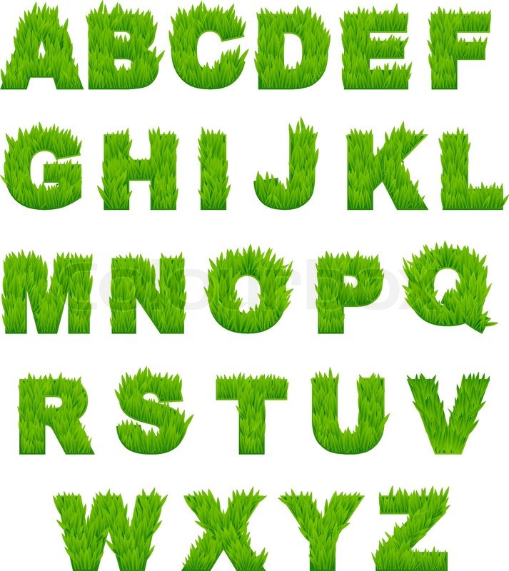 Green grass letters of alphabet for Stock vector Colourbox