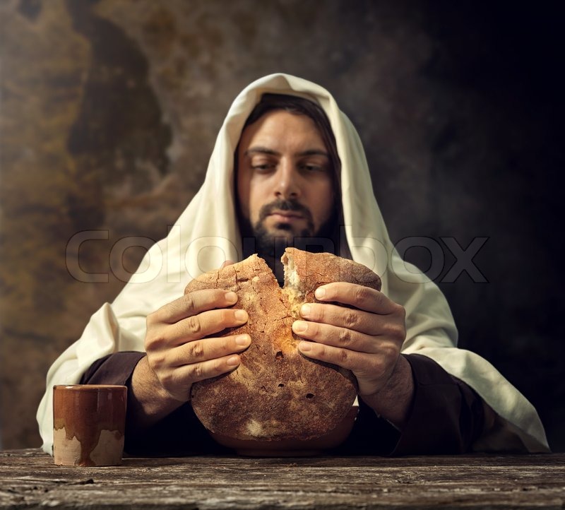 The Last Supper, Jesus breaks the bread. Stock Photo Colourbox