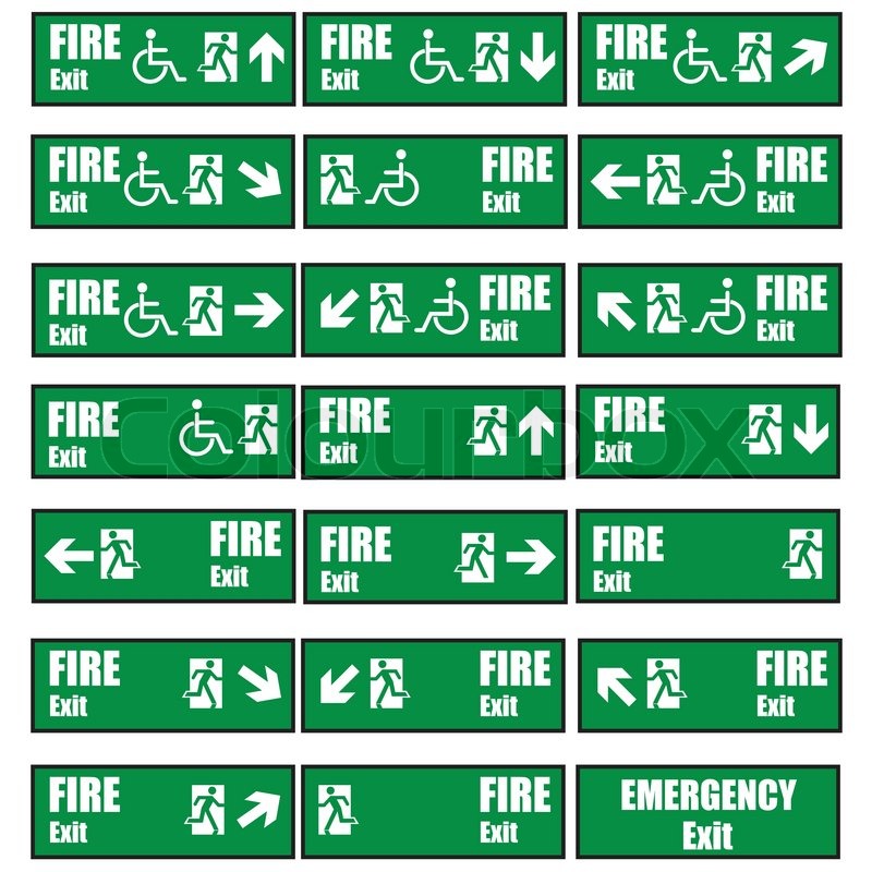 Green safety sign. Vector emergency Stock Vector Colourbox