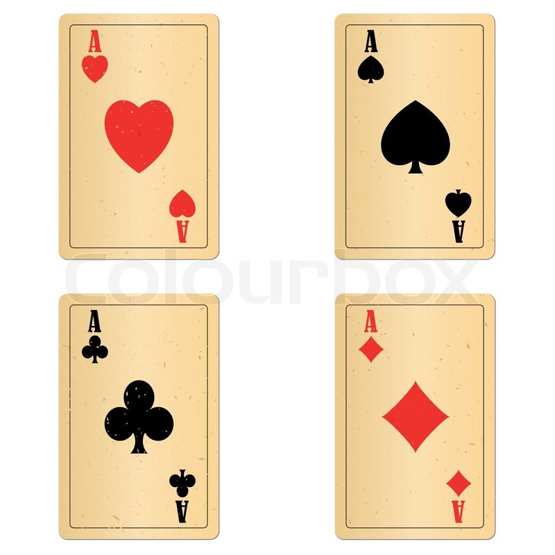 Blank alten Spielkarten vier Asse StockVektor Colourbox