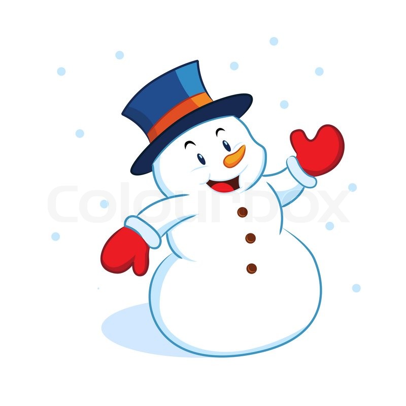 a vector illustration of a snowman waving hand stock a vector illustration of a snowman waving hand stock