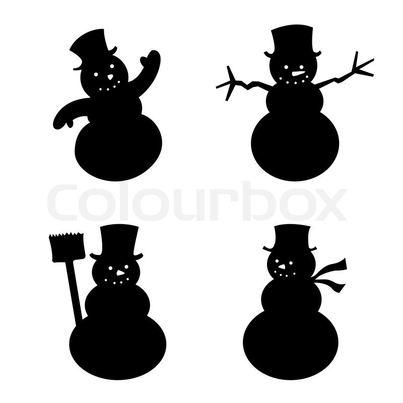 Download Vector illustration of four snowman in silhouette. | Stock ...