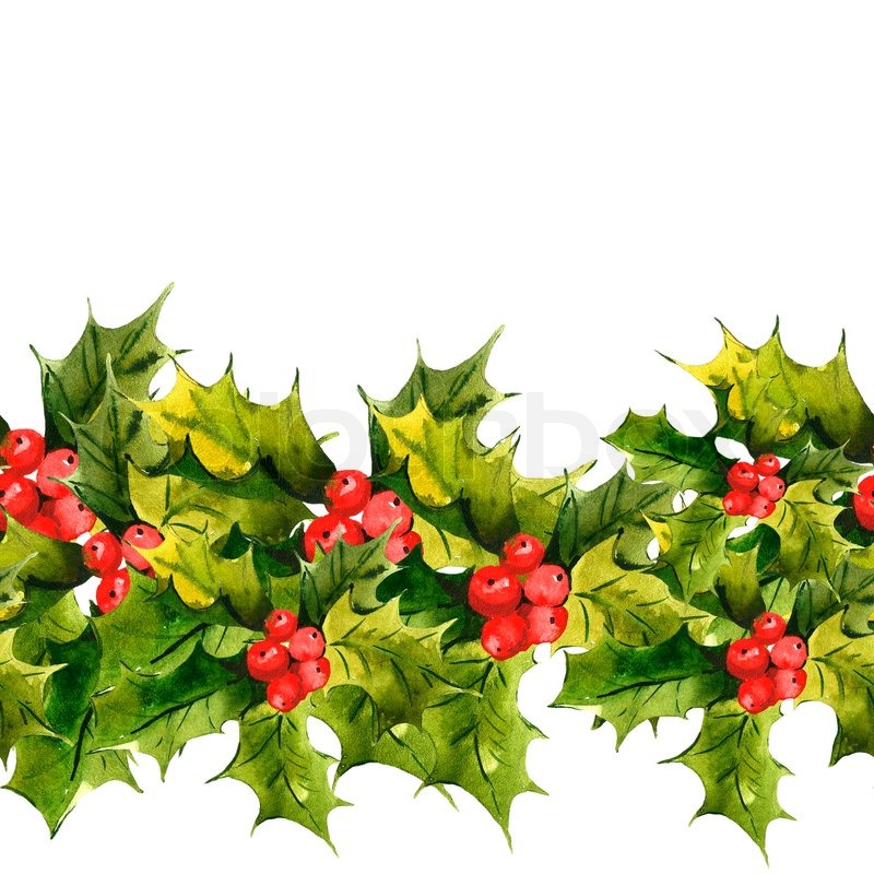 christmas holly watercolor seamless stock image christmas watercolor background