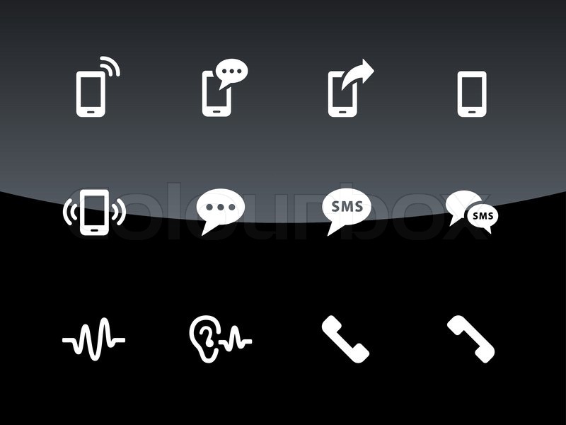 Phone icons on black background. Stock vector Colourbox