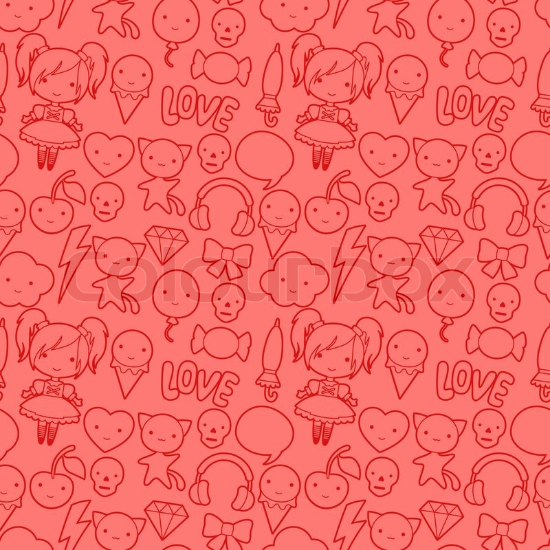 Seamless Kawaii Child Pattern With Stock Vector Colourbox