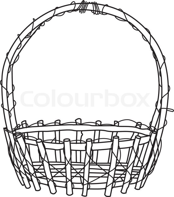 Flower Basket Line Drawing : Wicker basket outline vector stock colourbox
