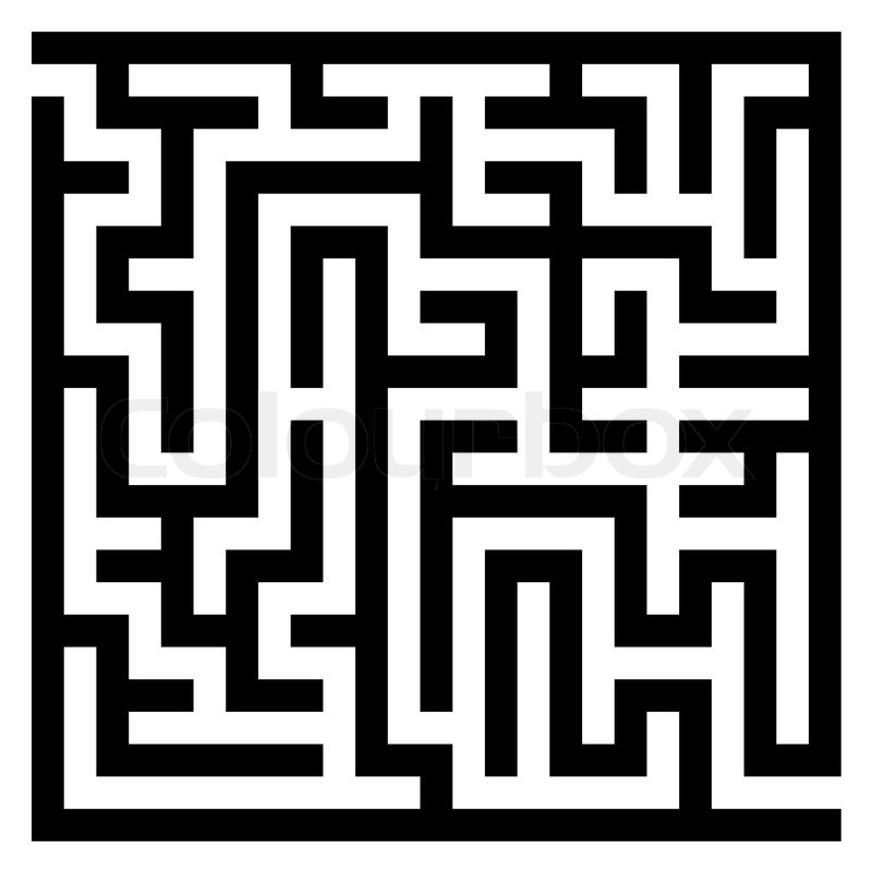 Vector illustration of maze. Black wall on white ... block diagram games 