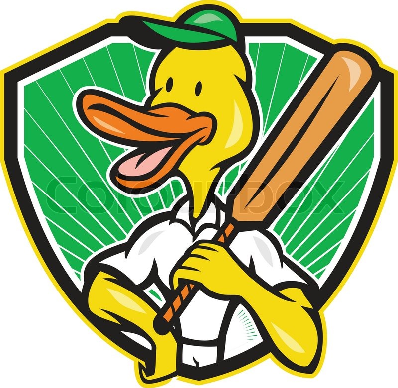 duck cricket player batsman cartoon stock vector colourbox