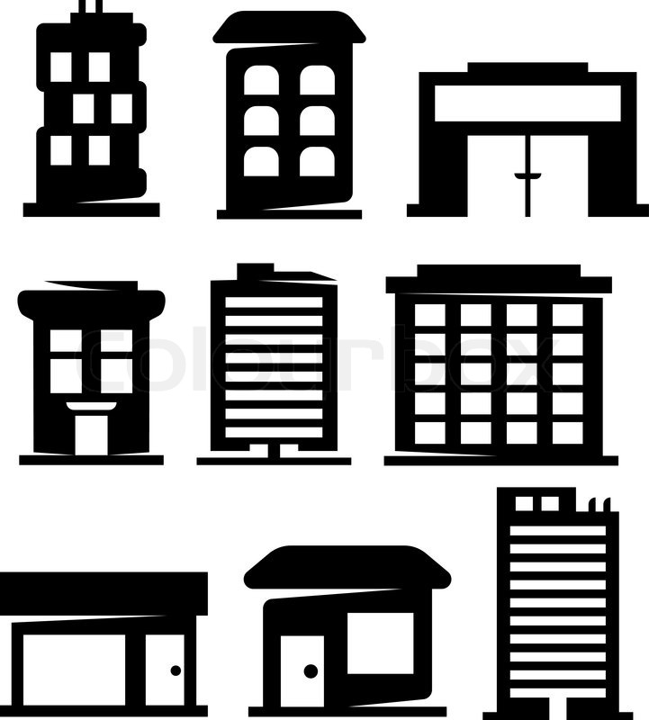 Download Vector buildings silhouettes on white ... | Stock vector ...