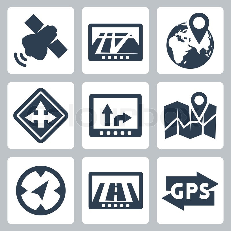 und NavigationSymboleSatz StockVektor Colourbox