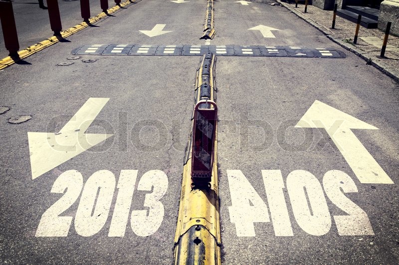 Up and down arrow signs on the road ... | Stock image | Colourbox