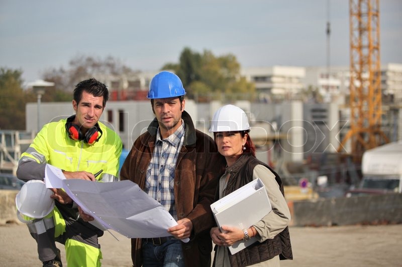 Construction crew working on site Stock image Colourbox