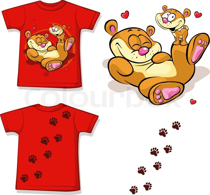 Kid shirt with cute bear printed - | Stock vector | Colourbox