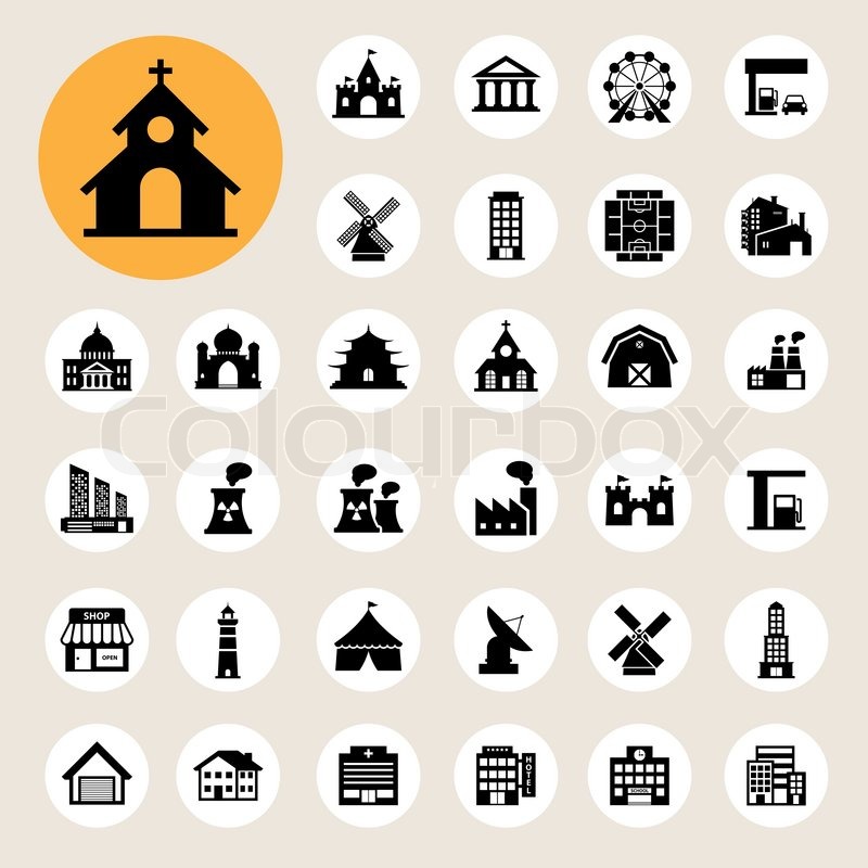 Buildings icon set.Illustration EPS10 | Stock vector | Colourbox