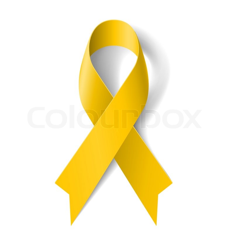 Yellow awareness ribbon on white Stock vector Colourbox
