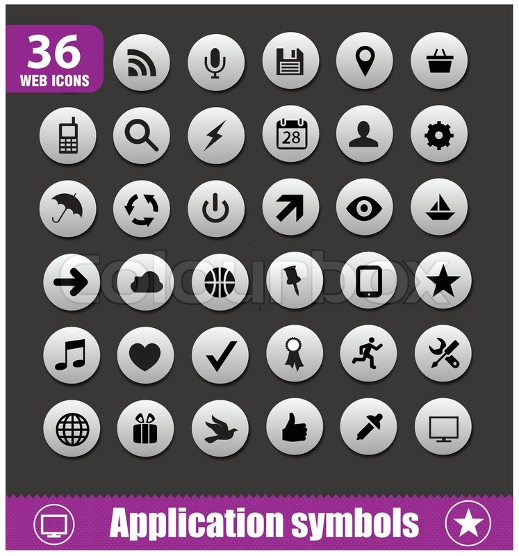 Application symbols big set silver ... | Stock vector | Colourbox