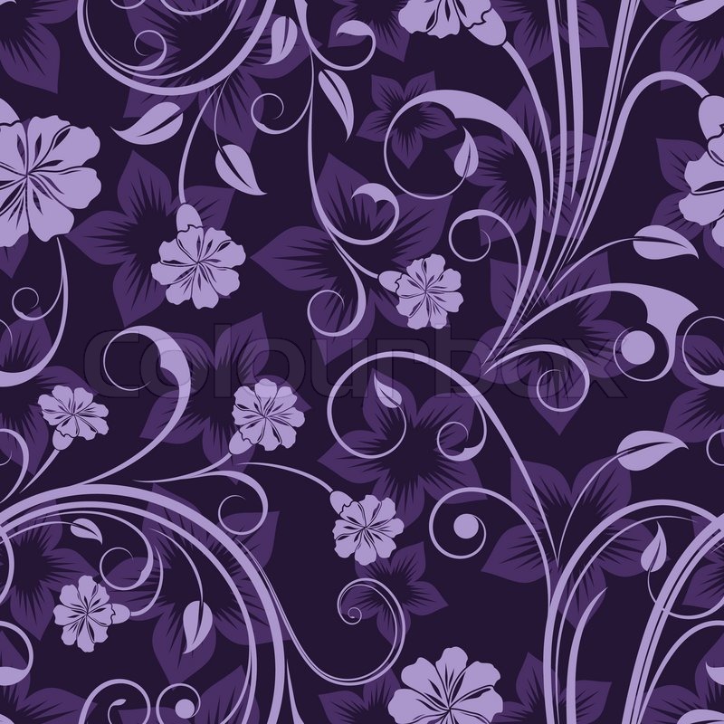 Seamless floral purple flower vector wallpaper pattern. | Stock Vector