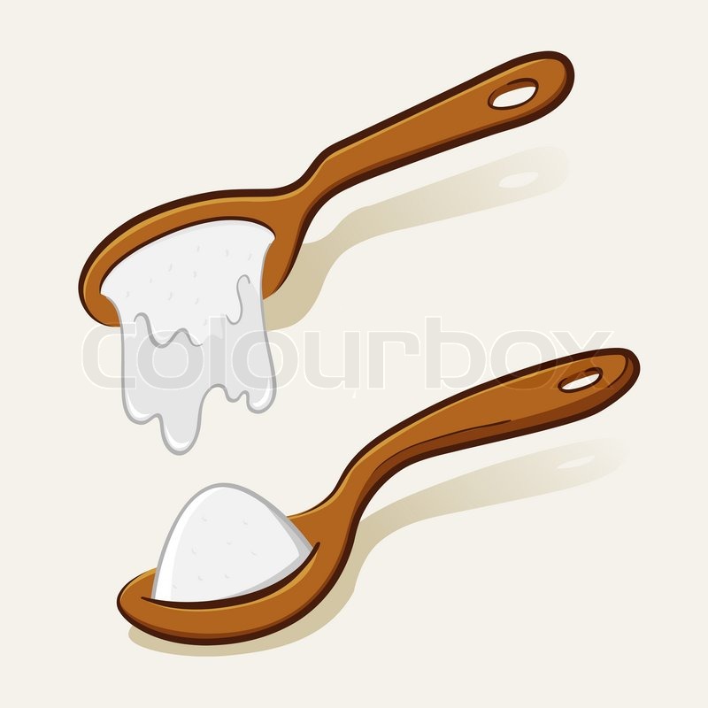 Sugar in wooden spoon Stock Vector Colourbox